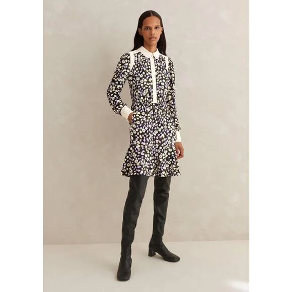 ME + EM Natural Spring Garden Print Fit & Flare Dress Purple Sz 12 $445 {BB43} - Picture 3 of 10